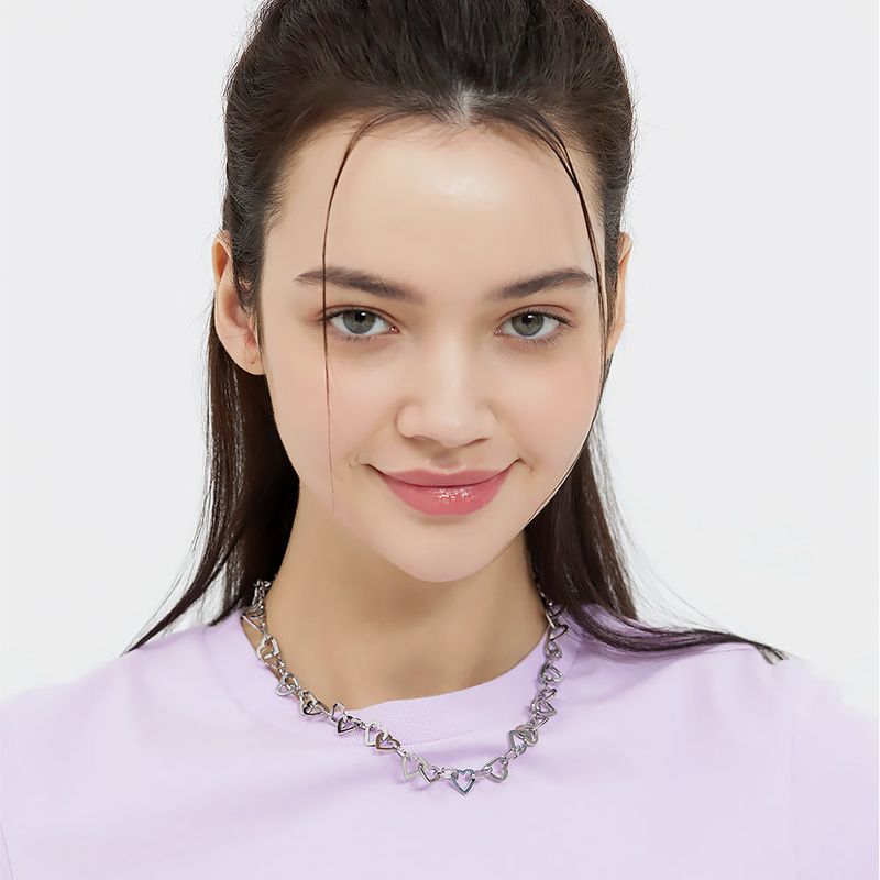 HIGHTEEN HEART RING CHAIN SURGICAL CHOKER NECKLACE