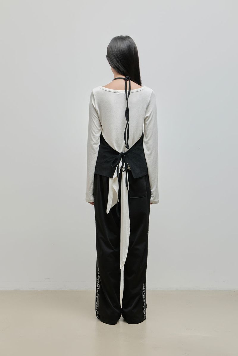 Halter-Tie Suede Apron_Camel