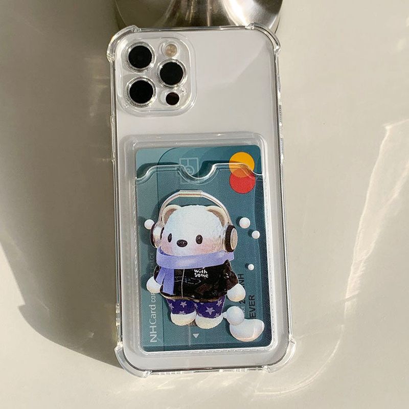 Blue- SnowBear&SnowDuck Card Storage Phone Case