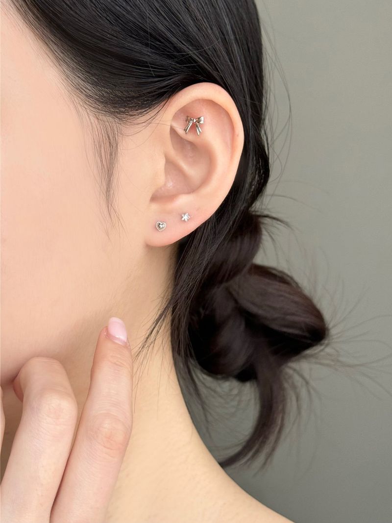 [3 set] love ribbon piercing set