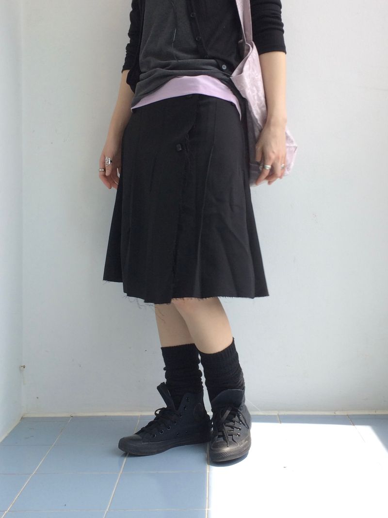 Fringe Button Wrap Skirt