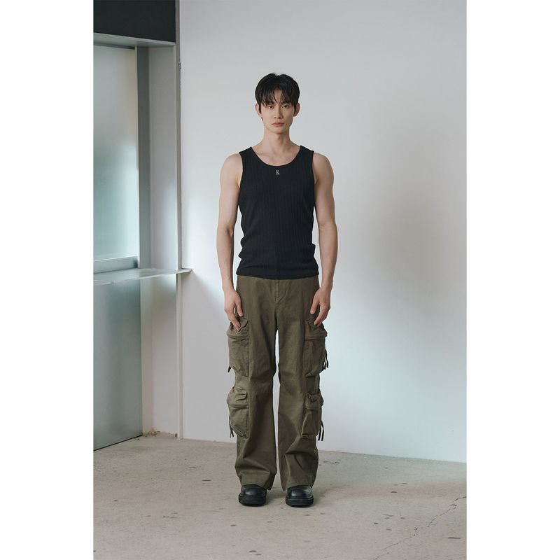 High ribbed logo sleeves(Black)