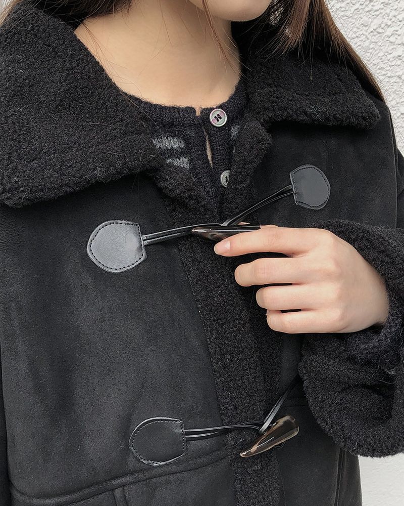 Ribin Shearling Toggle Midi Mustang Coat