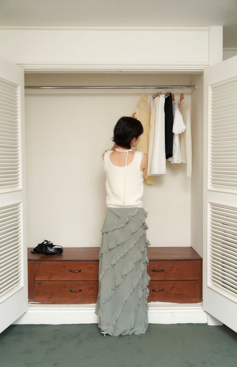 string knit scarf - Ivory