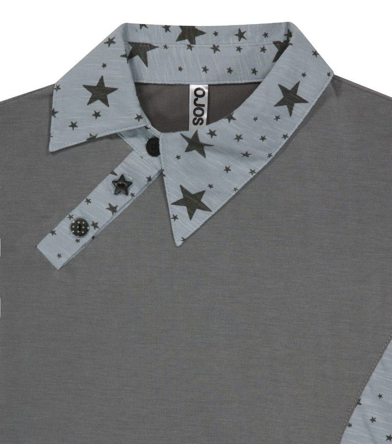 Starcut Jersey Collar Tee / Mint Grey
