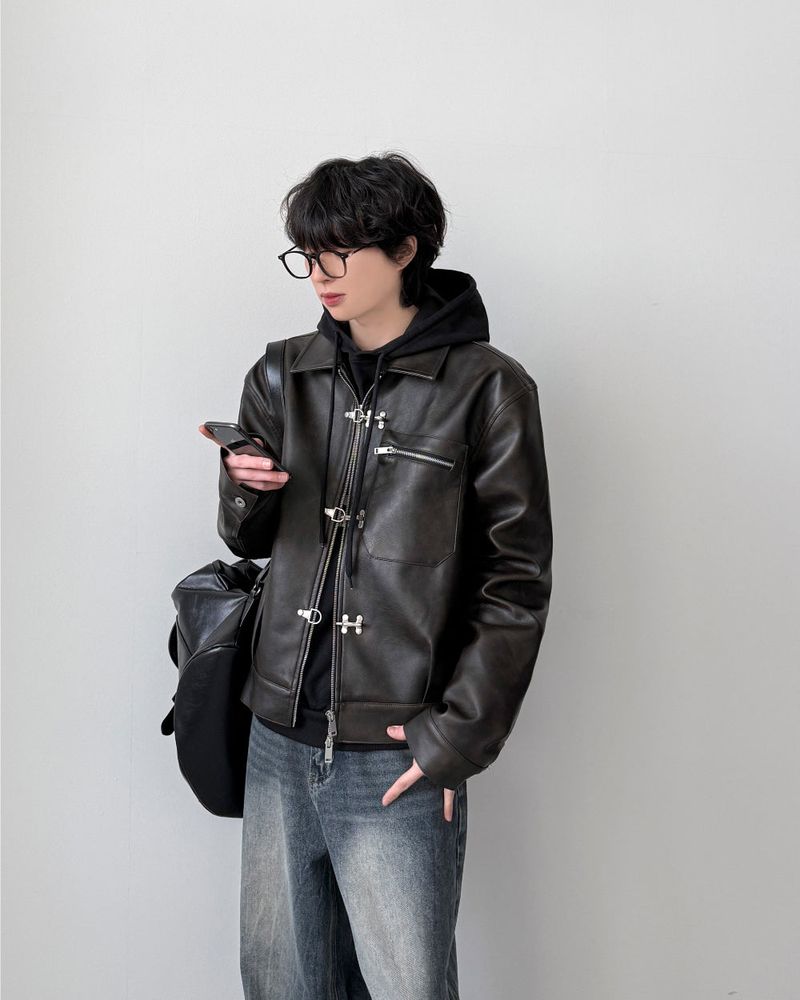YOURNUS(ユアナス)の「Barrier Hook Leather Jacket(Jackets/Outerwear)」