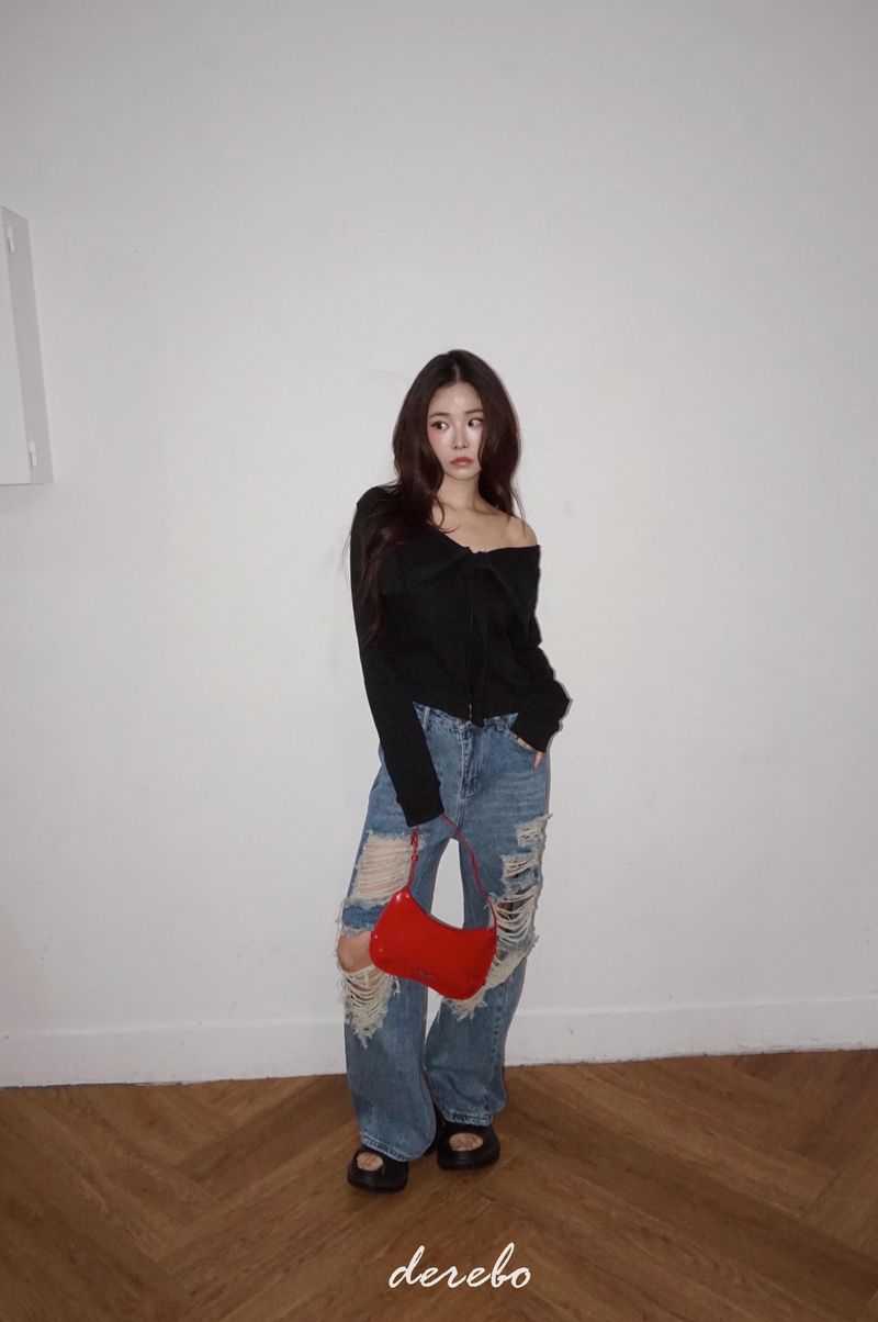 Vintage open wide denim pants