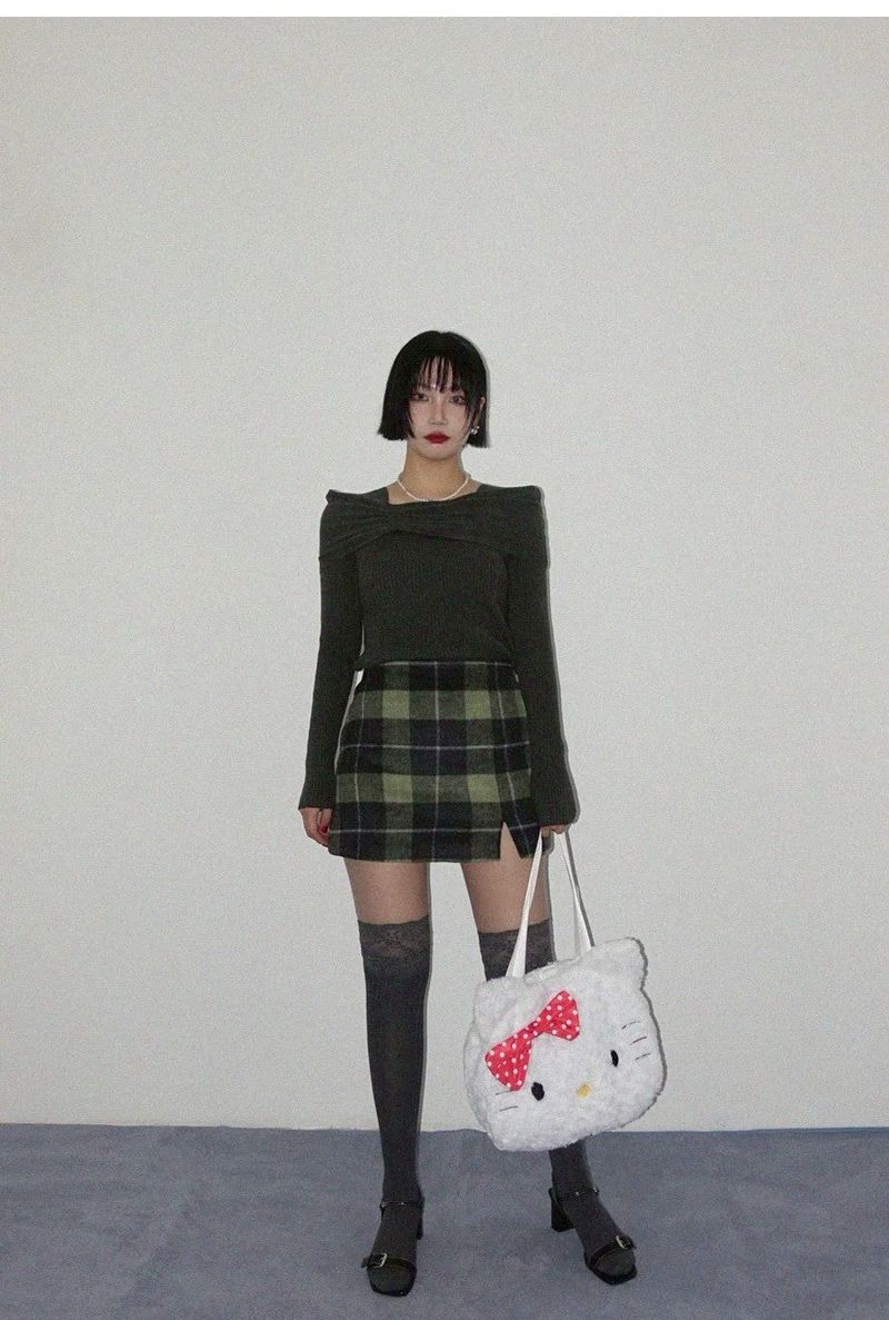 MATCHA CHECK MINI SKIRT