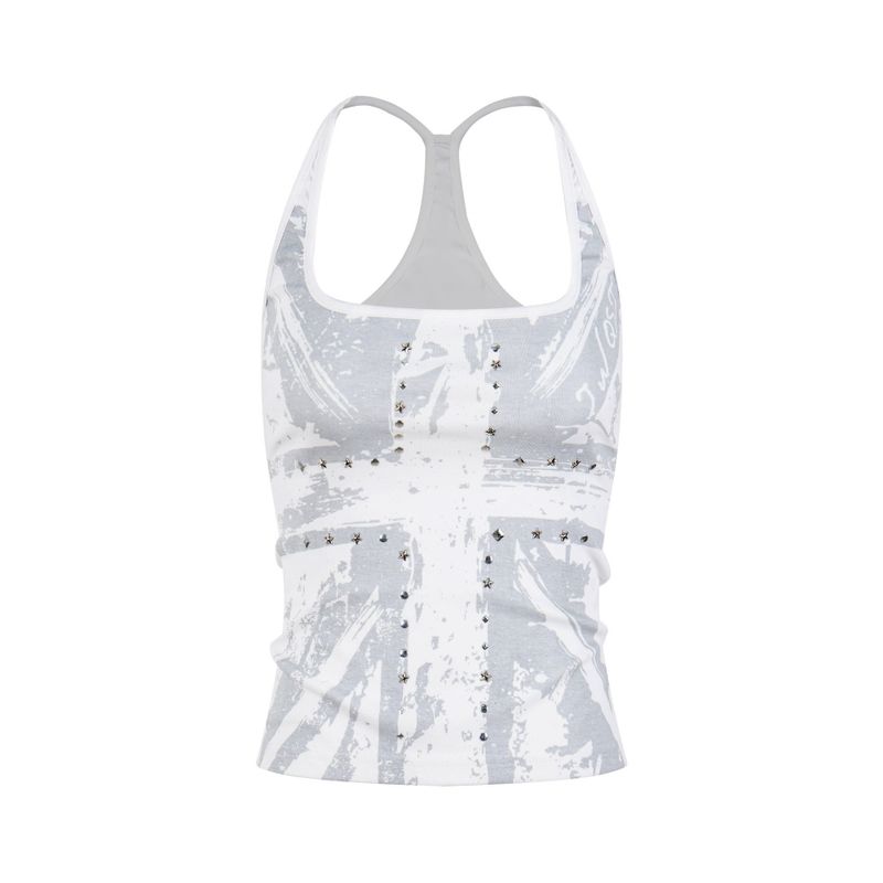 Sena Grunge Stud Print Slim Tank Top