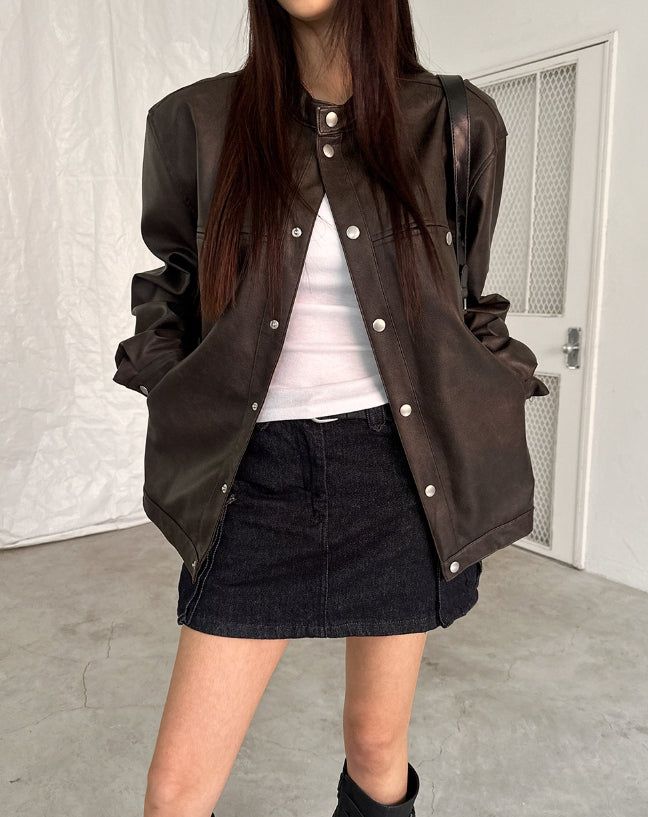 Margo Snap Pocket Balloon Leather Jacket