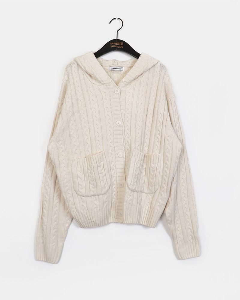 [MADE] Saru Twisted Pocket Hooded Knit Cardigan
