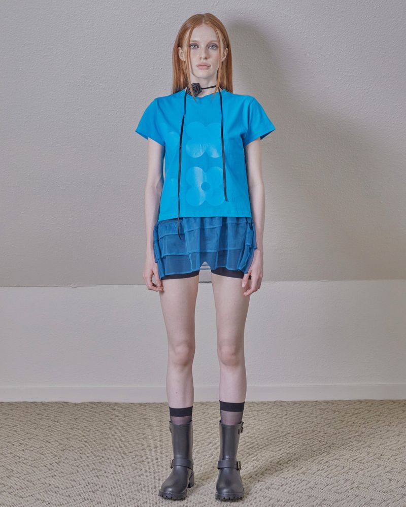 blue sheer unbalance layered op