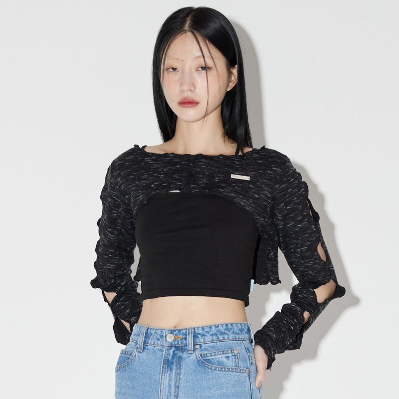 ZEROPLANET（ゼロプラネット）の「ルーズフィットレイヤードロングスリーブＴシャツ / Loosefit Layered Long sleeve T-shirt [BLACK]（Tops）」