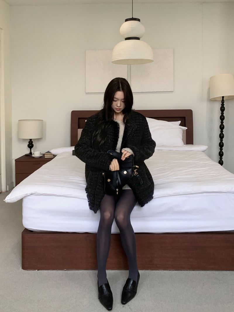 IF classic oversized tweed quilted jacket