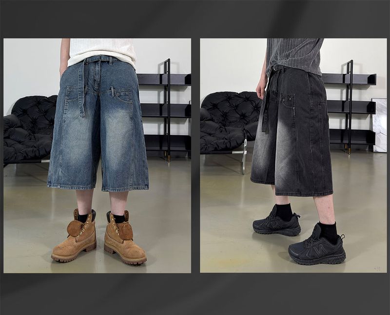 Beltic Asymmetric Pocket Bermuda Denim