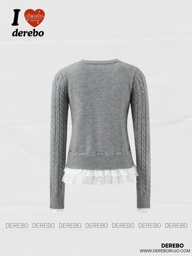 Under frill lace knit cardigan
