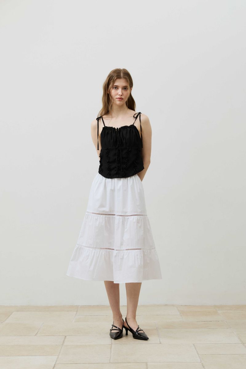 REVE CORSET SMOCKED TOP / BLACK