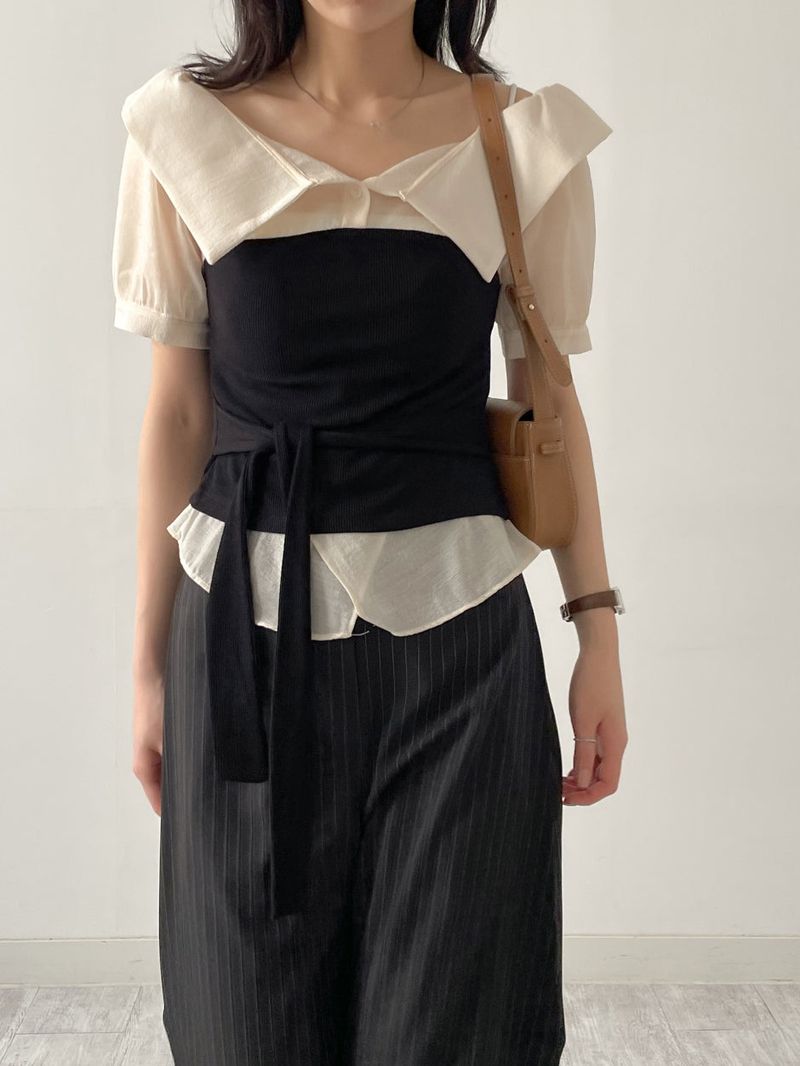 INCHANT ME（インチャントミー）の「[Short Sleeve Version] Buttery Off-Shoulder Layered Blouse（Tops）」