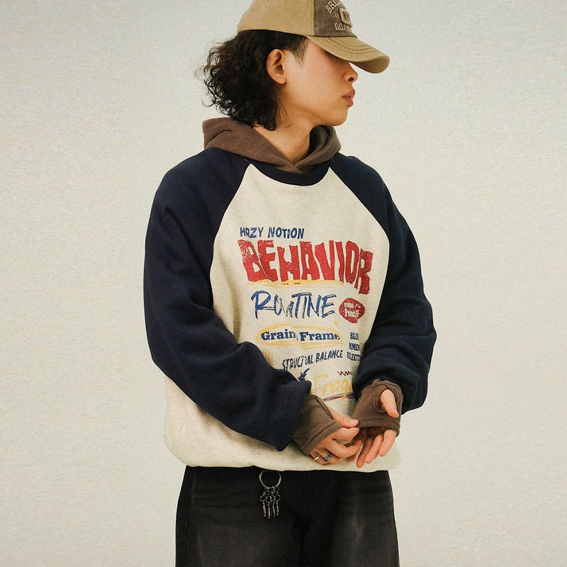HY Raglan Printing Fleece Sweatshirt