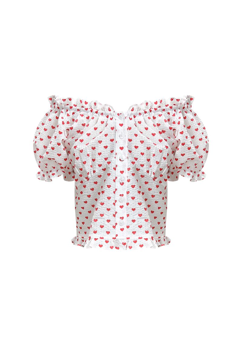 MINI HEART TWO WAY BLOUSE / WHITE