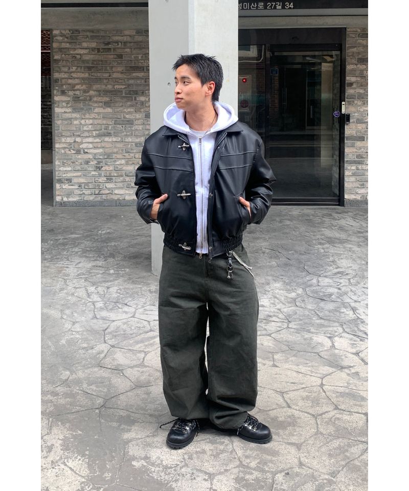 Hook Leather Crop Jacket