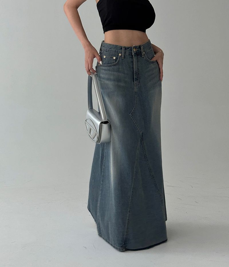 Denim Maxi Long Skirt