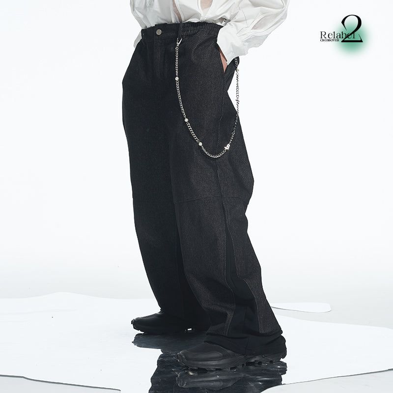 RELABEL Washed Premium Ankle-Shaped Stitching Terry Denim Jeans