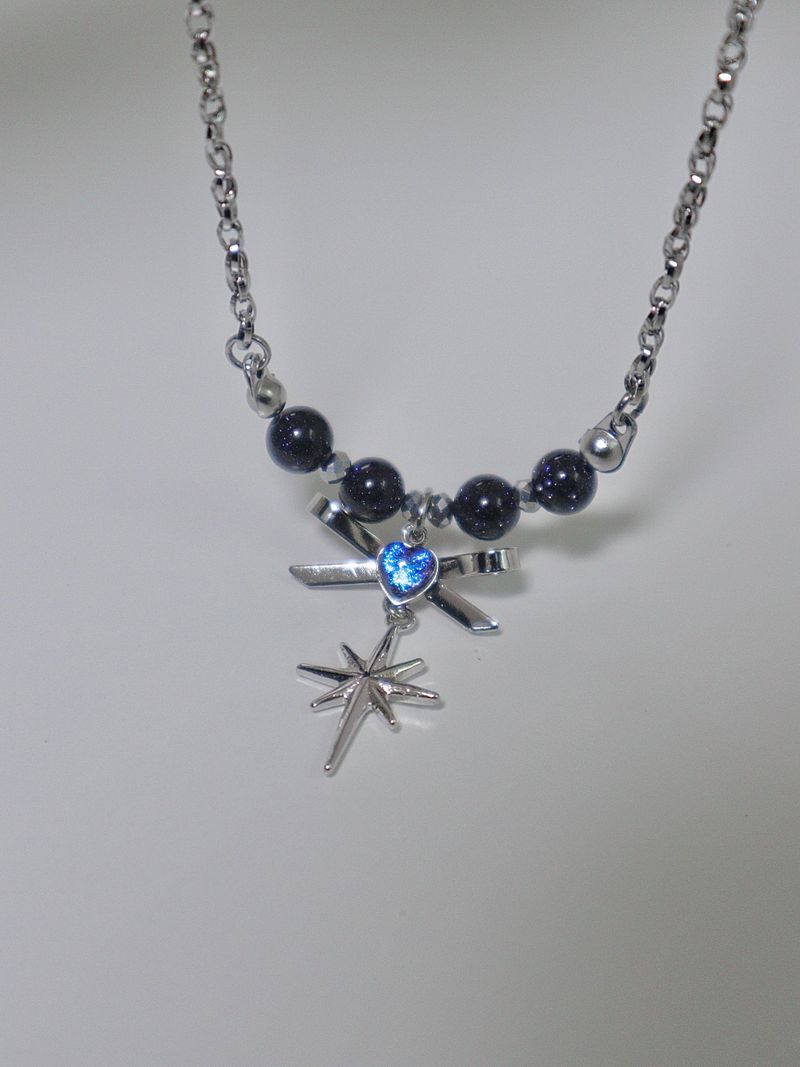 purple starlight heart ribbon necklace