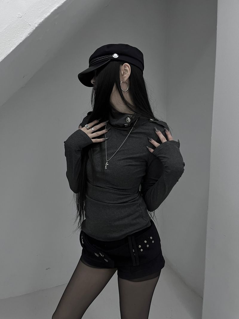 signal high neck button T (2color)
