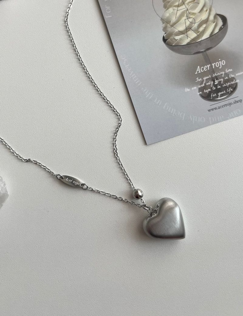 vh matte long heart ball coin layered necklace