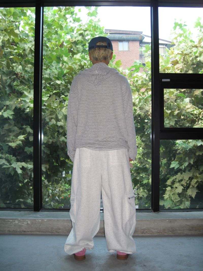 [UNISEX] 1345 Striped Henley Neck Hoodie (4 Colors)