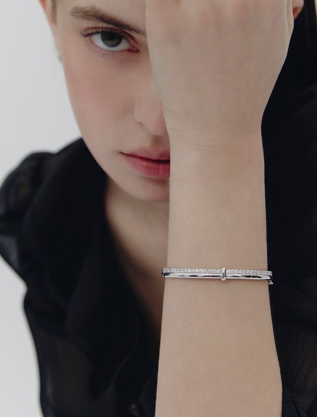 26SS★ H-Link AB(W) Duo Line Pave Bangle