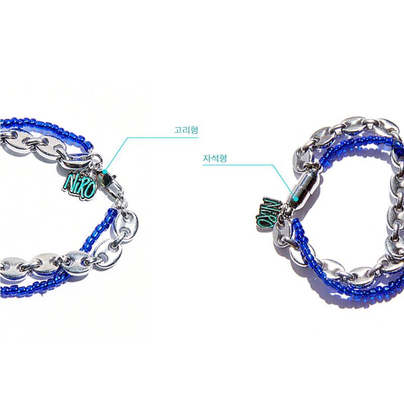 [NiROSERENDIPITY] EIGHT CHAIN & RED BEADS BRACELET #70