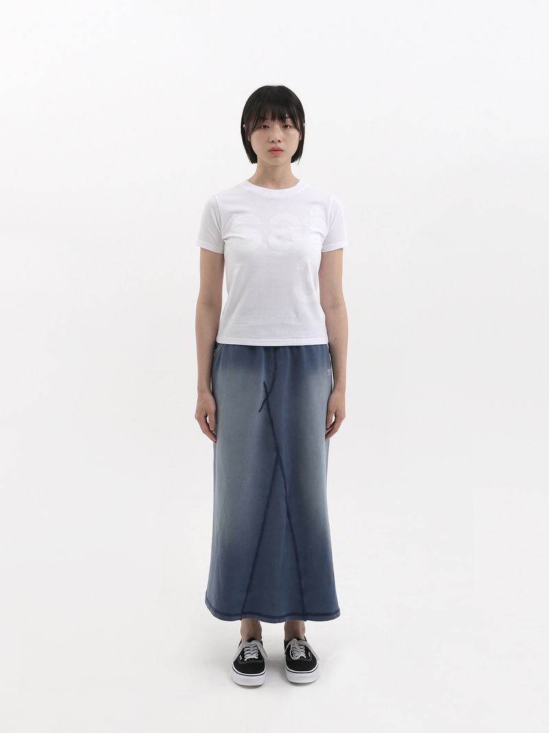 BASIC DAMAGE WASHING DENIM SWEATSKIRT (BLUE)