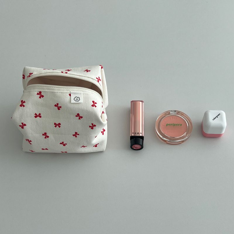 RED RIBBON ZIPPER POUCH