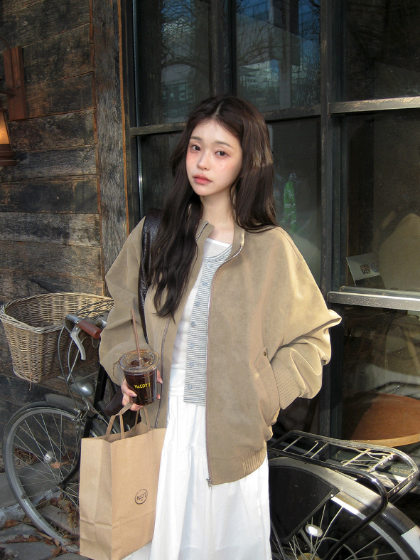 #VG Half Neck Suede Zip-up Jumper (3color)