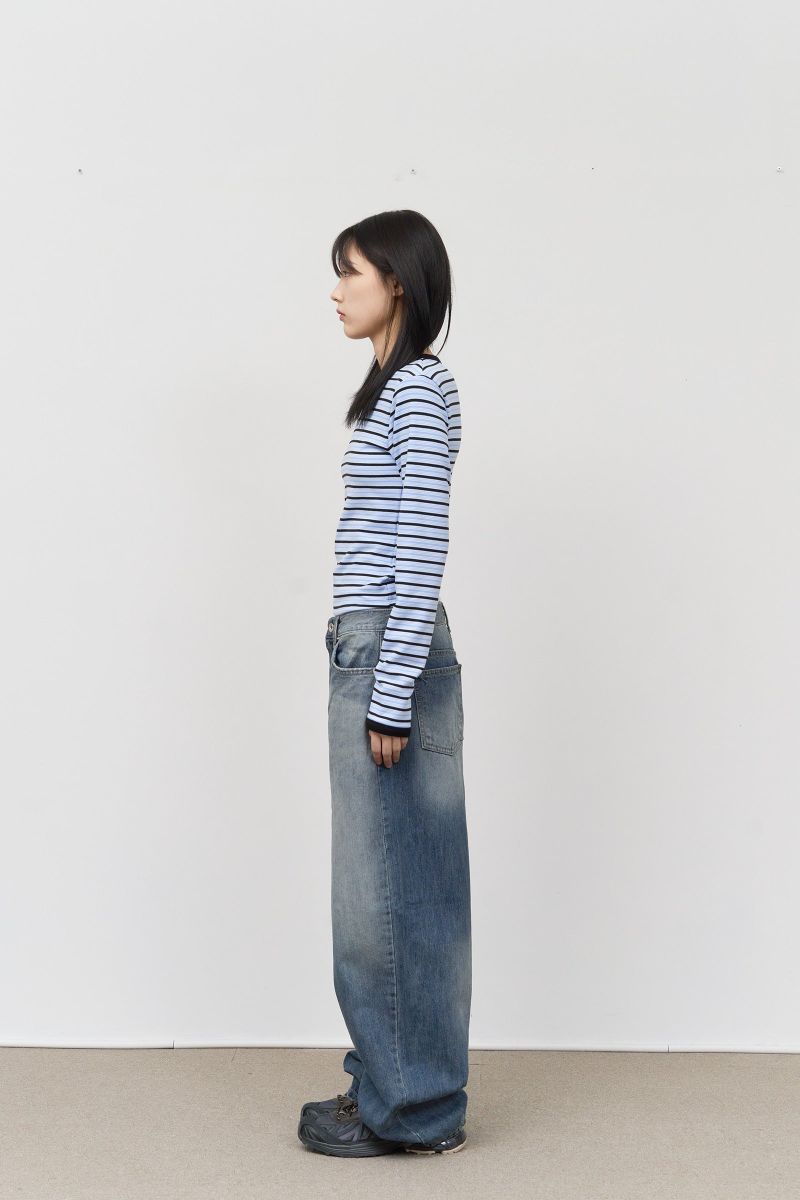 (W) Candy Fleece Striped Top