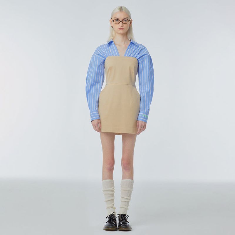 Blouse mixed mini dress