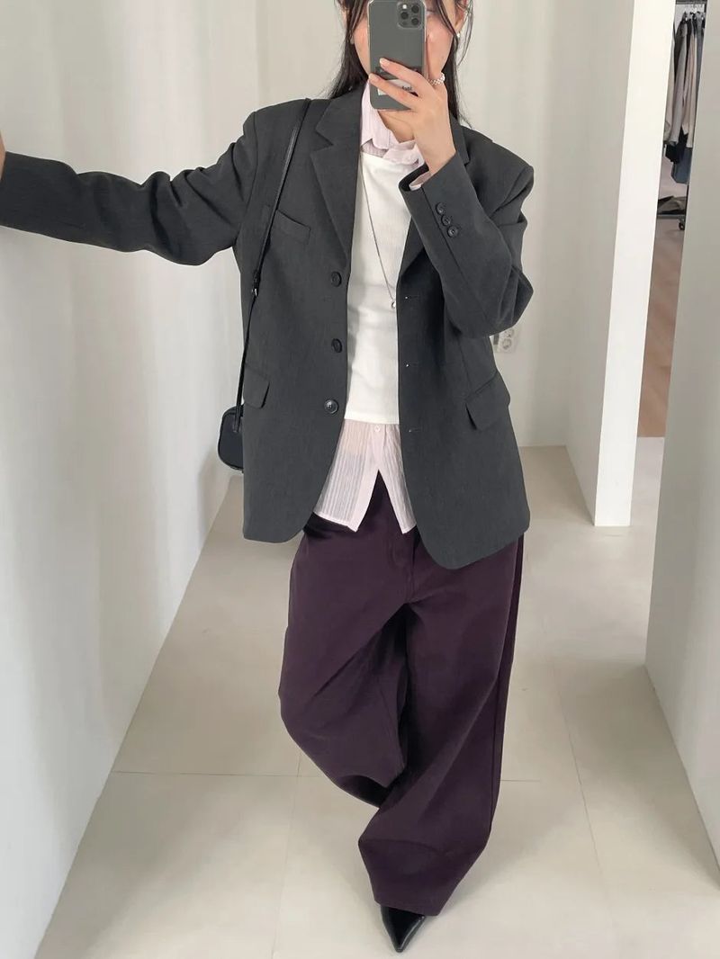 Back Slit 3-Button Loose Fit Jacket