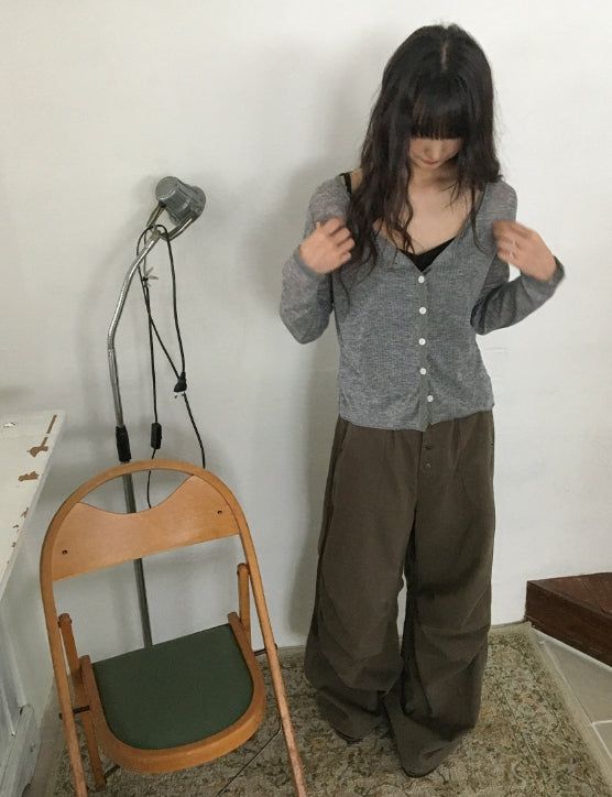 Barimi Lace Ribbed U-Neck Summer Cardigan