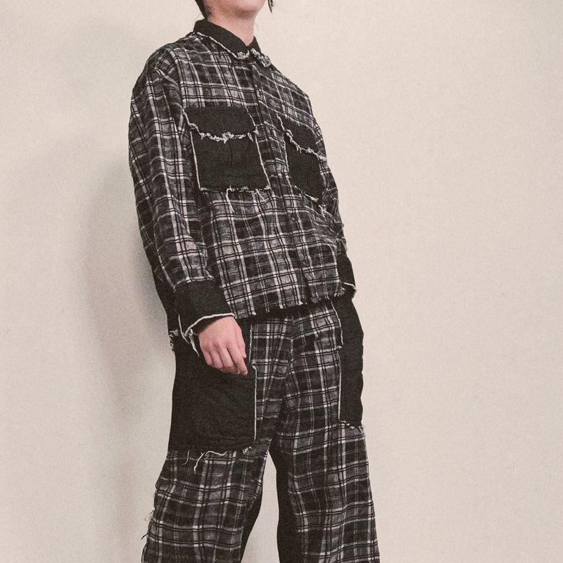 grunge burner check shirt_black