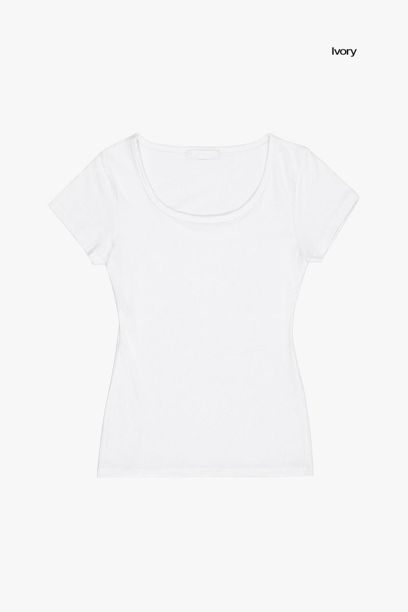 Solid slim wide-neck T-shirt