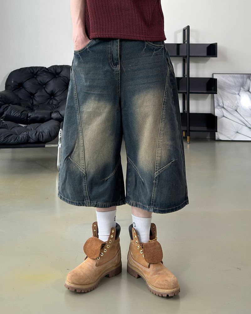 Rond Curved Washed Bermuda Denim