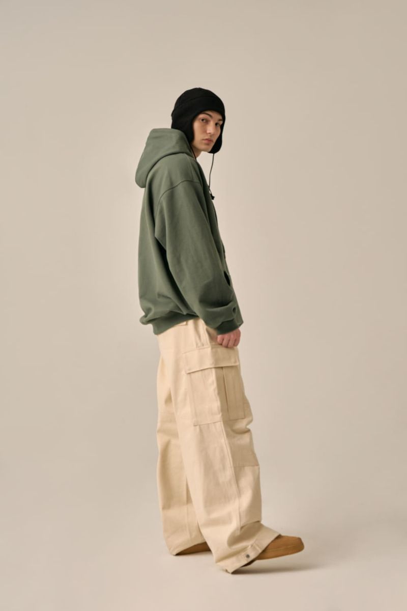 OVERSIZED MINI LOGO HOOD - KHAKI