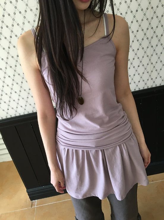 Garta Shirring Layered Sleeveless One Piece