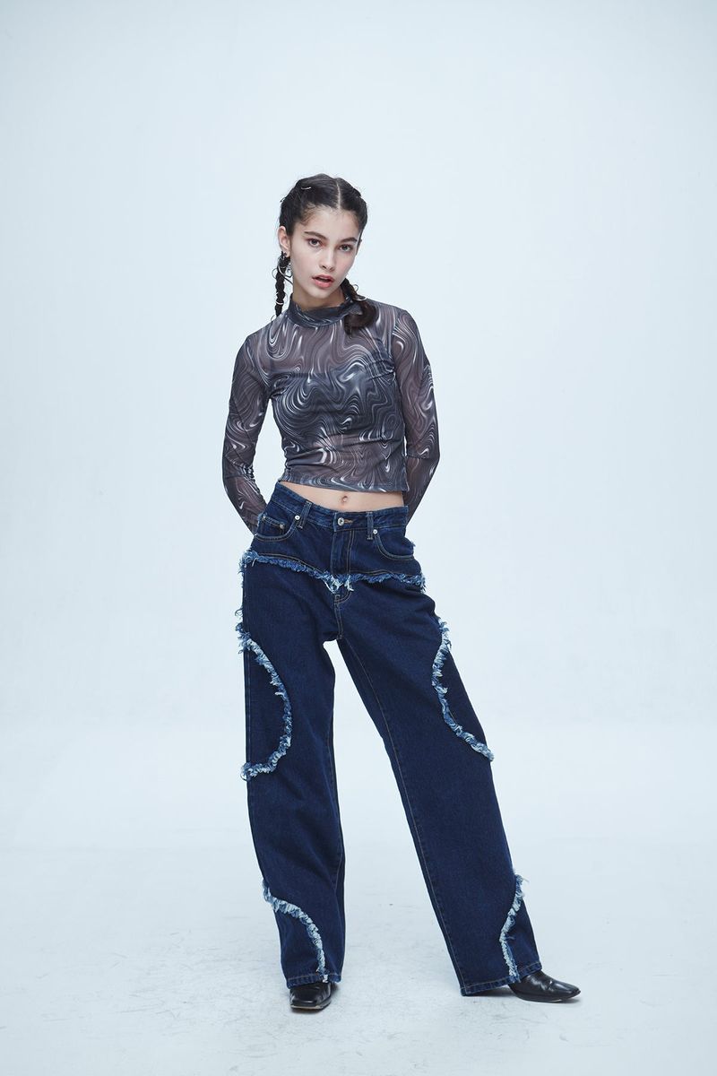 Snake Cutting Denim Pants
