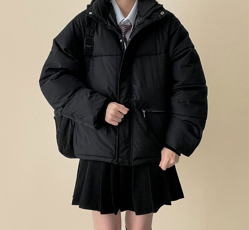  Ringf pocket zipper high neck padded jumper
