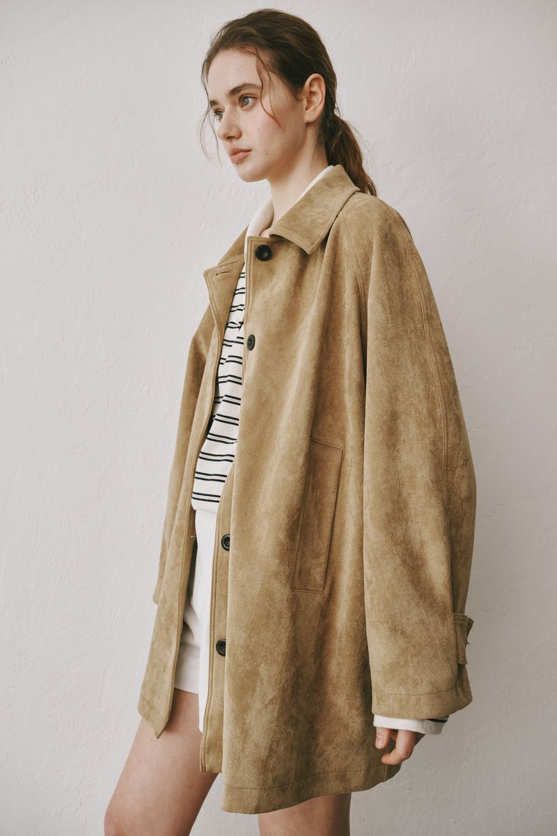 Suede half coat (Brown)