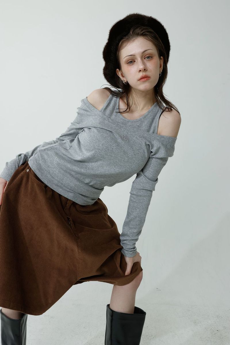 CORDUROY A-LINE PANTS_LIGHT BROWN