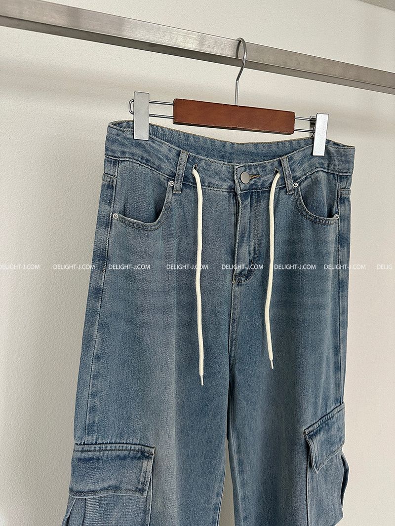 Strap Cargo Wide Jeans